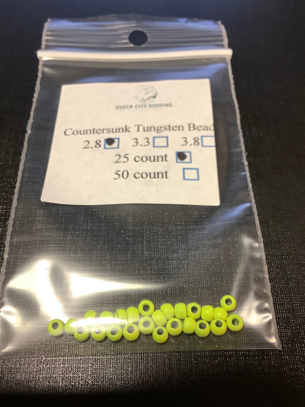 QCG Countersunk Tungsten Beads 25 pack (2.8 3.3 3.8 mm)